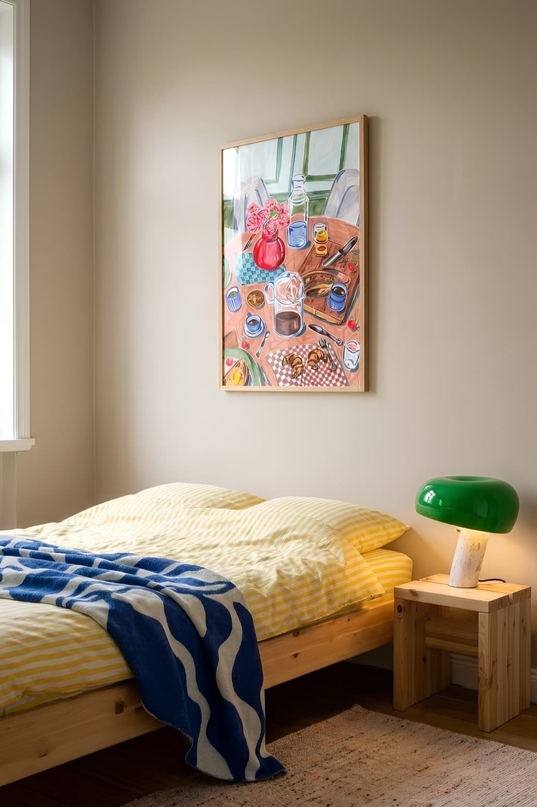 Morgenlevering by Sia Siamos, framed and styled in a room setting